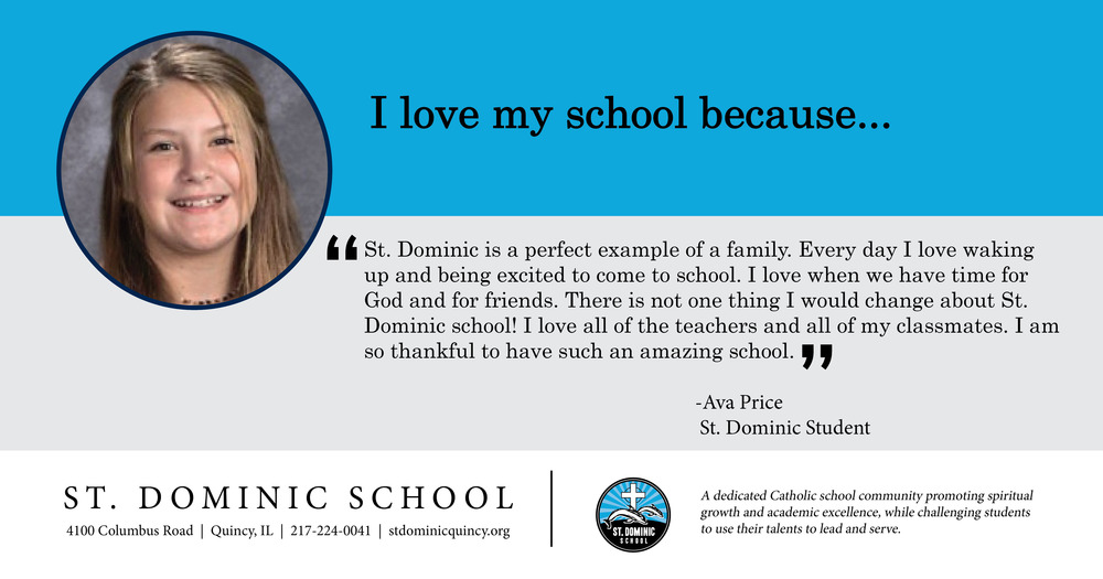 Avi Price tells why she loves St. Dominic School.