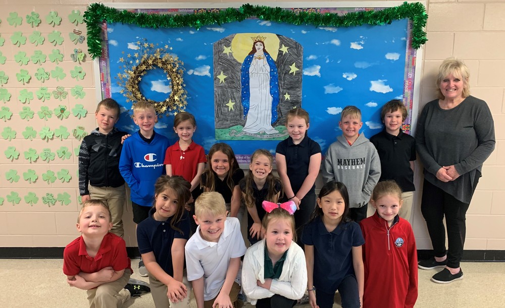 First Grade Class helps us learn about Our Lady of Knock