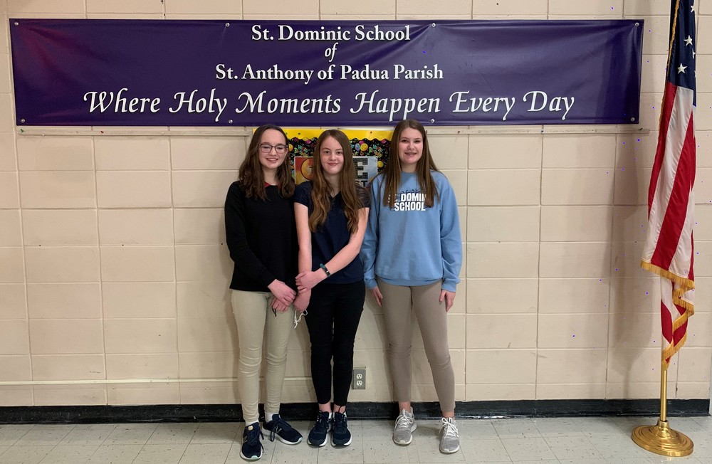 Writing Excellence: This week we recognized Emery (8th), Corrine (6th), and Ava (7th) on winning the Daughters of the American Revolution History Essay Contest for the Quincy Chapter. 
