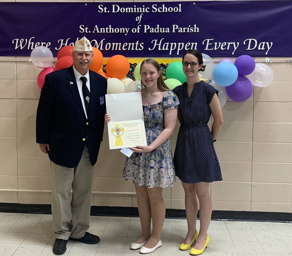Celebrating Accomplishments - Aubrey Wellman won National War Veteran Essay Contest
