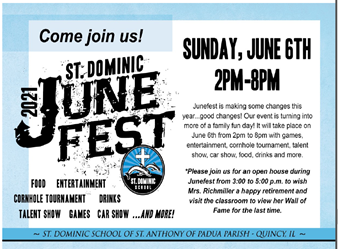 Come Join Us for 2021 St. Dominic Junefest 