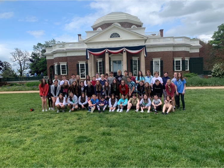 Thursday, May 5, 2022 8th grade class trip tour of Monticello, the Thomas Jefferson estate.